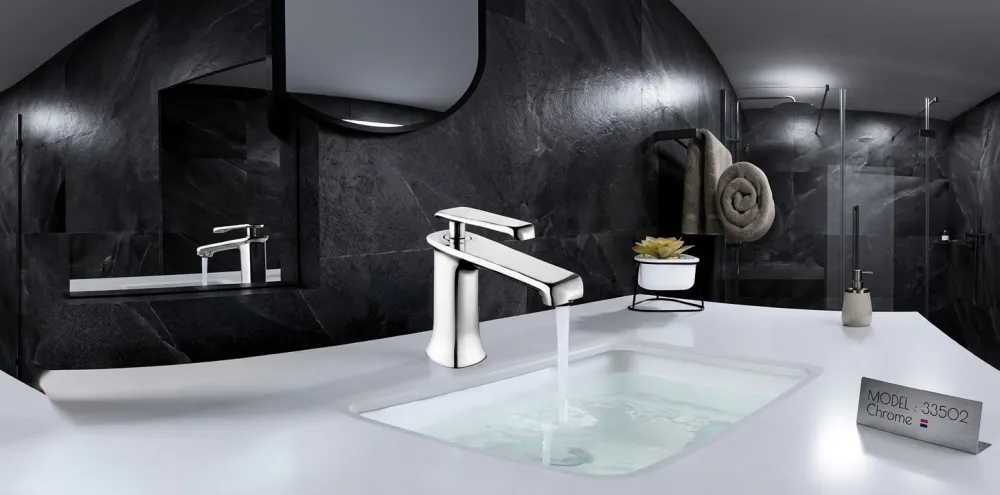 Vòi Lavabo Cổ Cao Màu Đen Huyền Bí 3390B – Phong Cách Luxury