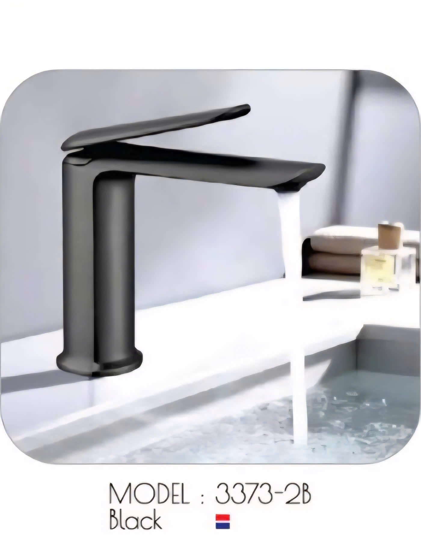 Vòi Lavabo Nóng Lạnh Màu Đen 3373-2B – Kiểu Dáng Dẹt Hiện Đại