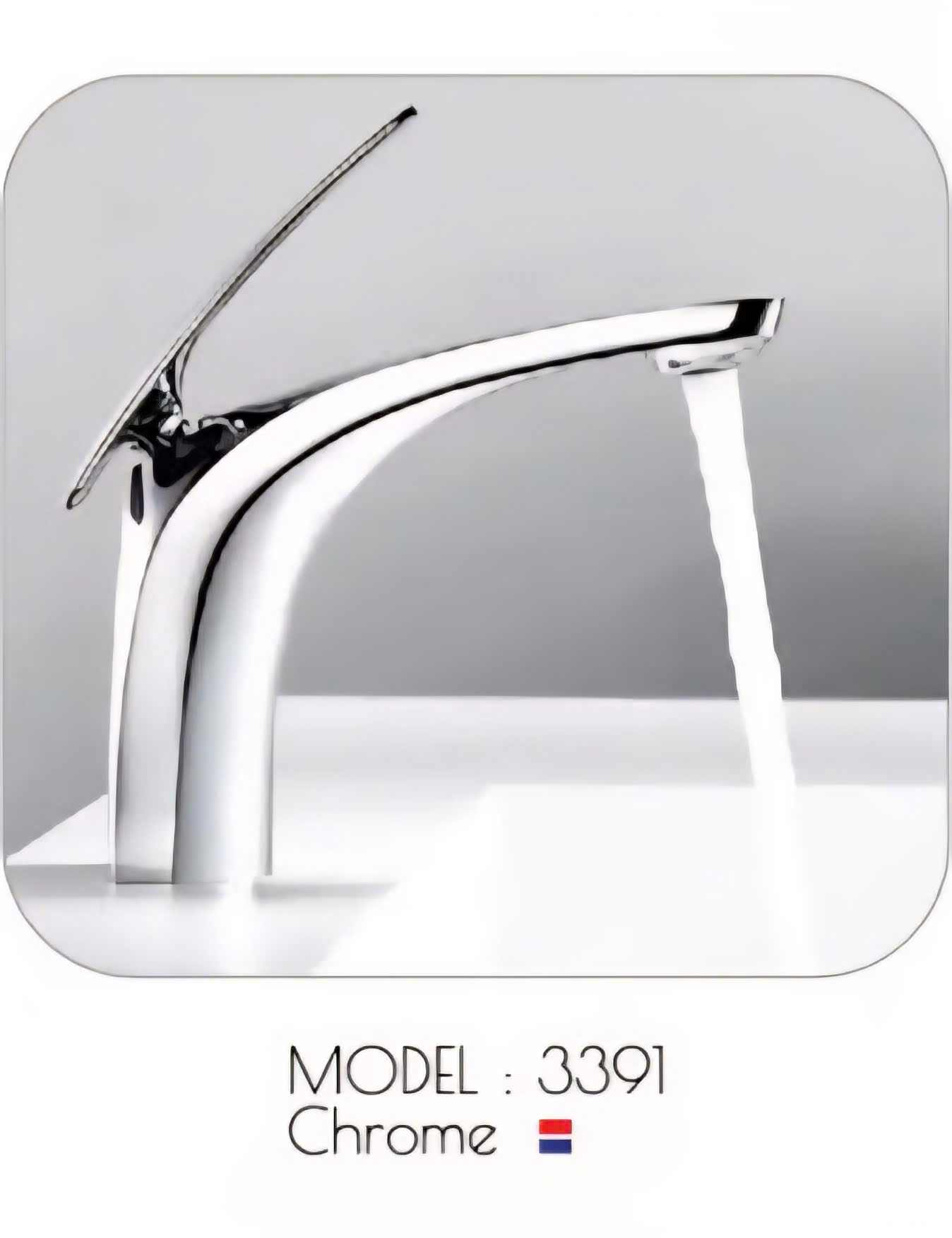 Vòi Lavabo Nóng Lạnh Thân Cong 3391 – Mạ Chrome Sáng Bóng